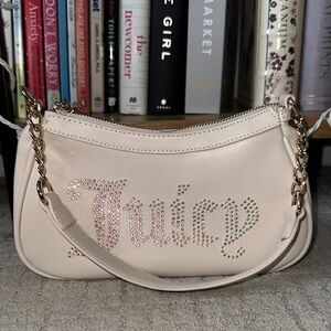 Juicy Couture white and Gold Embellished Shoulder Bag